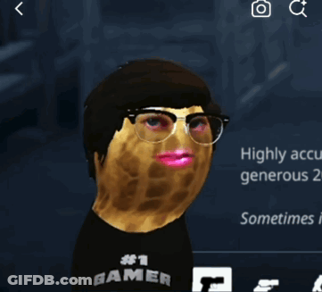 Peanut Wearing #1 Gamer Tee, Glasses, Pink Lips GIF