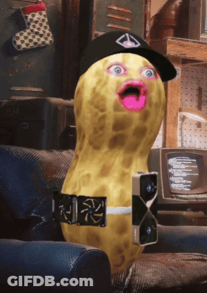 Peanut Wearing Black Hat And Fan Belt GIF