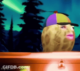 Peanut Wearing Colorful Hat And Pink Lip Beside Suitcase GIF