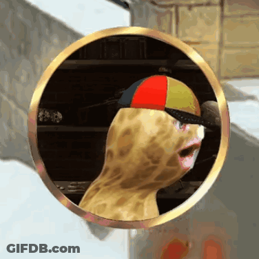 Peanut Wearing Colorful Hat In Mirror GIF