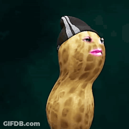 Peanut Wearing Hat And Pink Lips GIF