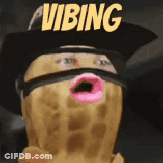 Peanut Wearing Hat Mask And Pink Lip GIF