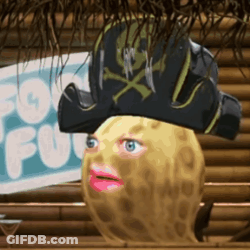Peanut Wearing Pirate Hat With Crossbones GIF
