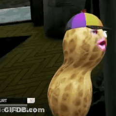 Peanut Wearing Purple Yellow Blue Hat GIF