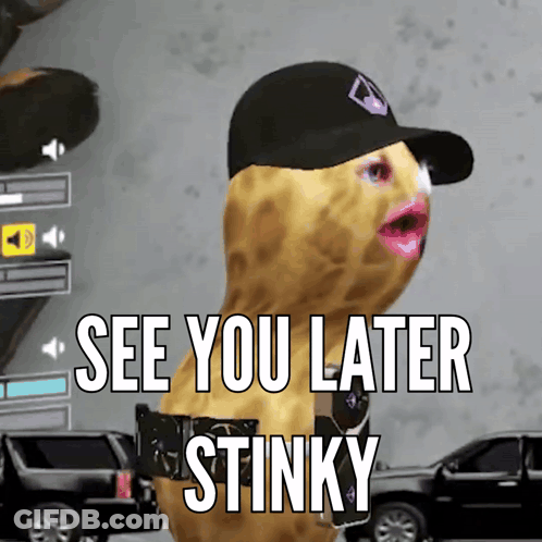 Peanut Wearing See You Later Stinky Hat GIF