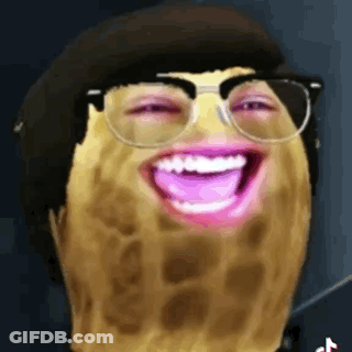 Peanut With Glasses And Pink Tongue Smiling GIF