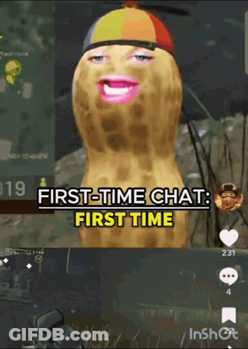 Peanut With Hat Saying First Time Chat GIF