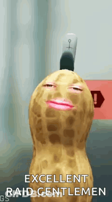 Peanut With Knife In Head Says Excellent Raid Gentlemen GIF