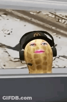 Peanut With McDonald's Hat And Headphones GIF