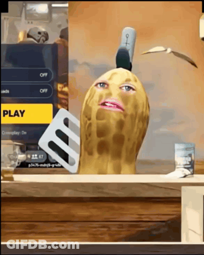 Peanut With Microphone And Play Sign GIF