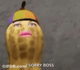 Peanut Woman Face In Rainbow Hat Saying I Sorry Boss GIF