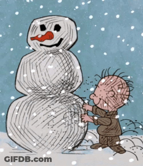 Peanuts Baby Building Snowman GIF