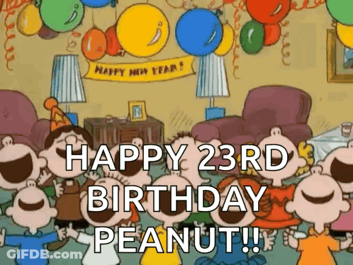 Peanuts Cartoon Characters Celebrating Birthday GIF