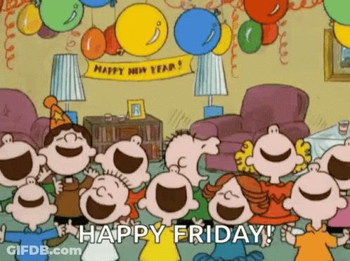 Peanuts Characters Celebrating New Year's Eve With Balloons GIF