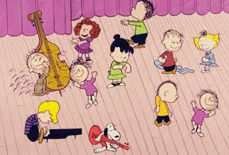 Peanuts Charlie Brown And Friends Dancing And Playing Instuments GIF