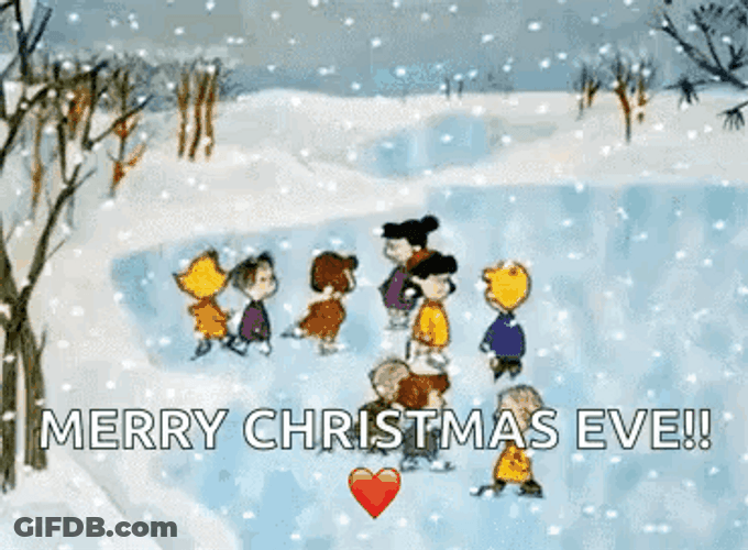 Peanuts Merry Christmas Characters Ice Skating GIF