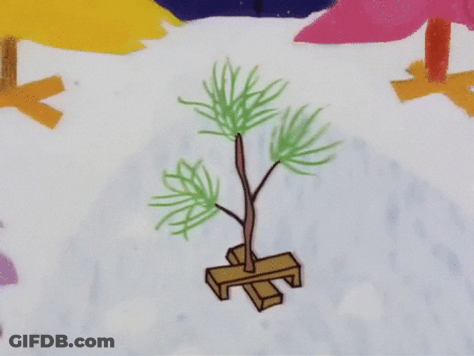 Peanuts Merry Christmas Charlie And Linus Amid Trees GIF