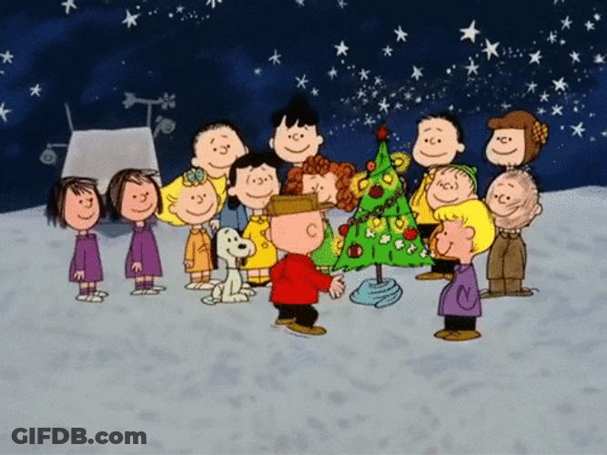 Peanuts Merry Christmas Charlie Brown Jumping GIF