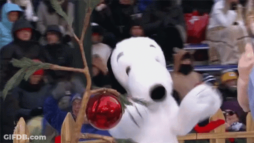 Peanuts Merry Christmas Charlie Brown Snoopy At Parade GIF