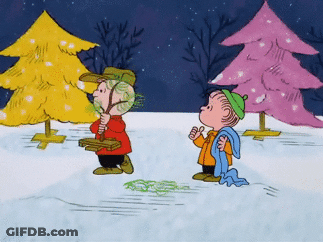 Peanuts Merry Christmas Charlie Linus Taking Small Tree GIF