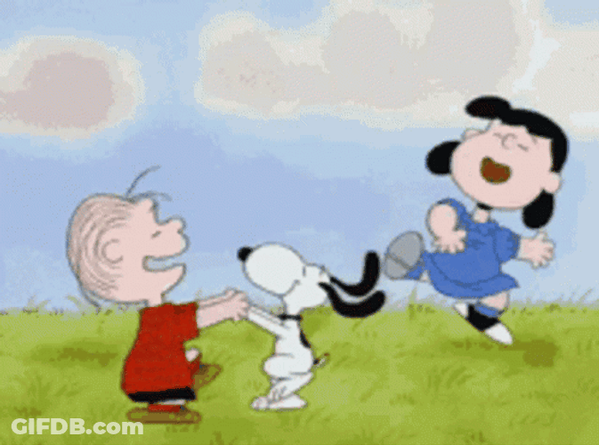 Peanuts Merry Christmas Charlie Snoopy And Lucy Rejoicing GIF