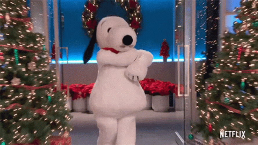 Peanuts Merry Christmas Man Wearing Snoopy Costume GIF