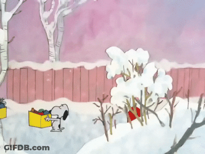 Peanuts Merry Christmas Snoopy Decorating Dog House GIF