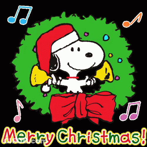 Peanuts Merry Christmas Snoopy Ringing Bells GIF