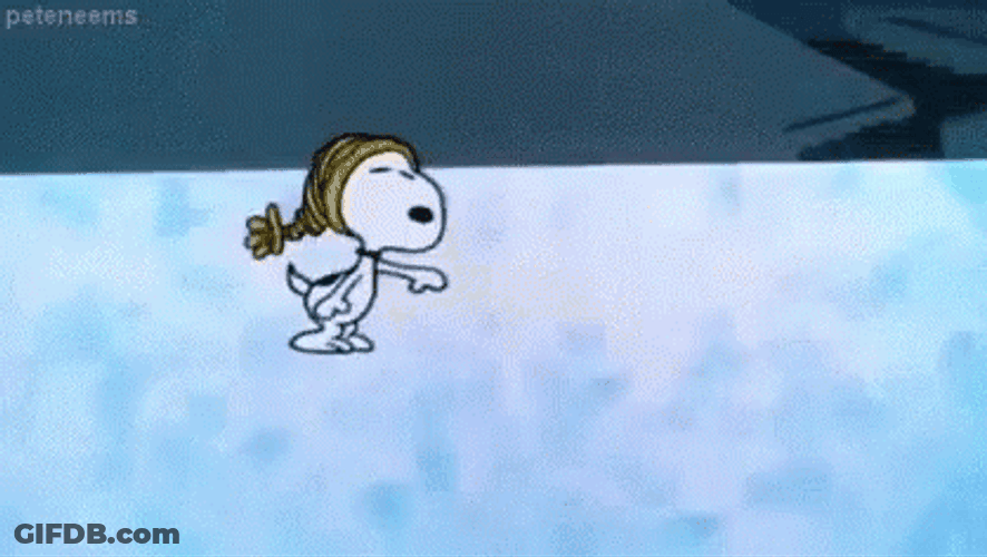 Peanuts Merry Christmas Snoopy Skating On Ice GIF