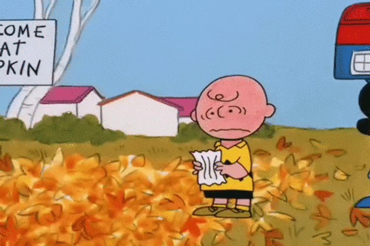 Peanuts Scene Linus Van Pelt Placing Sign GIF