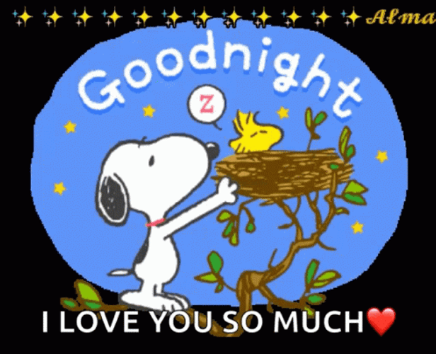 Peanuts Snoopy Good Night Love You Sticker GIF