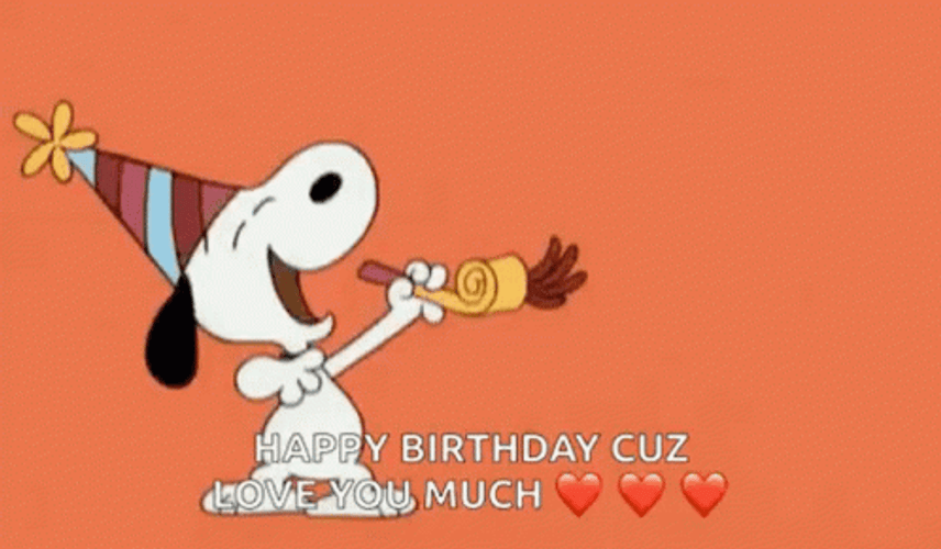 Peanuts Snoopy Happy Birthday Cuz Greeting GIF