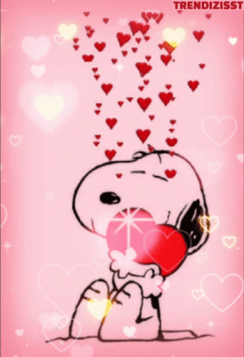 Peanuts Snoopy Hugging Hearts In Love GIF