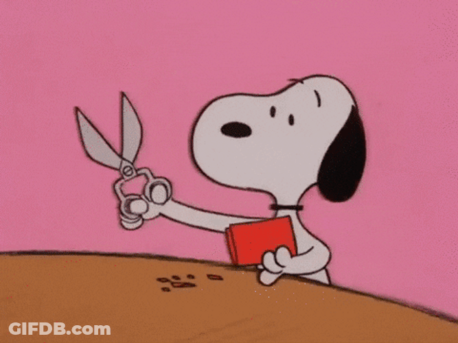Peanuts Snoopy Teach Cutting Valentines Heart GIF
