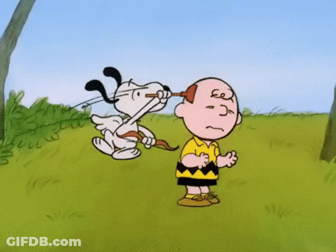 Peanuts Snoppy Valentines Cupid Hit Charlie Brown GIF