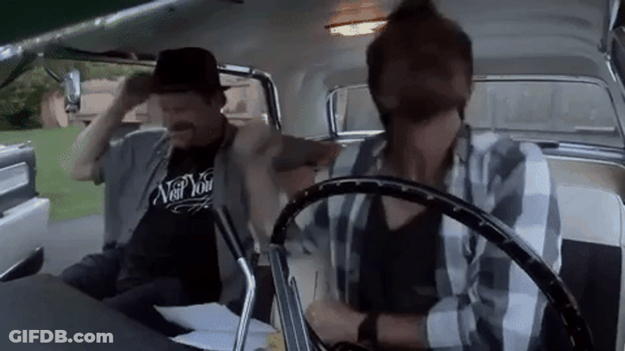 Pearl Jam Head Banging In Car GIF
