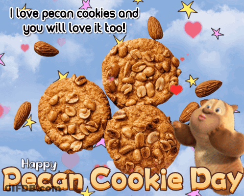 Pecan Cookie Day Card With Squirrel GIF