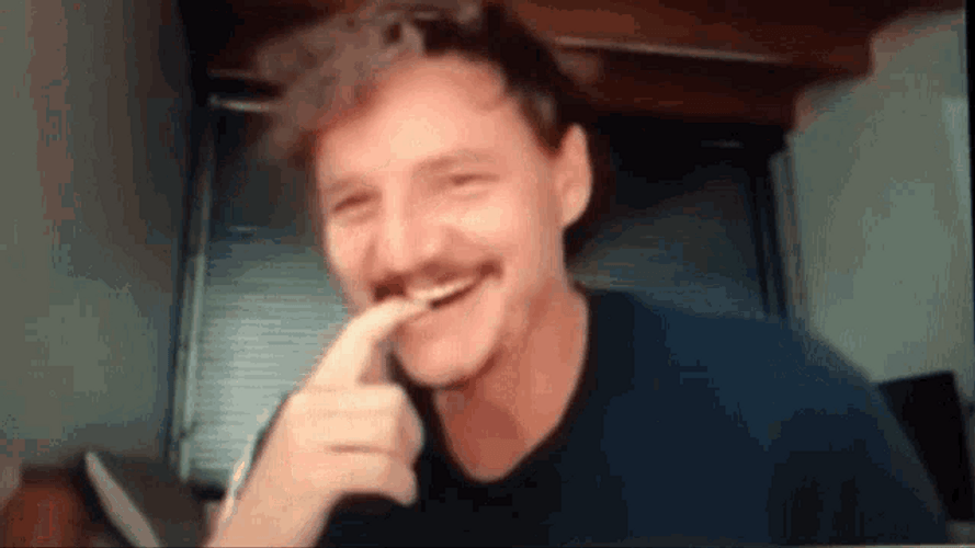 Pedro Pascal Biting Finger Happy Bobbing Head GIF