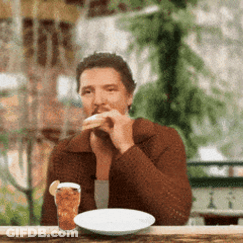 Pedro Pascal Eating Sandwich Outside GIF