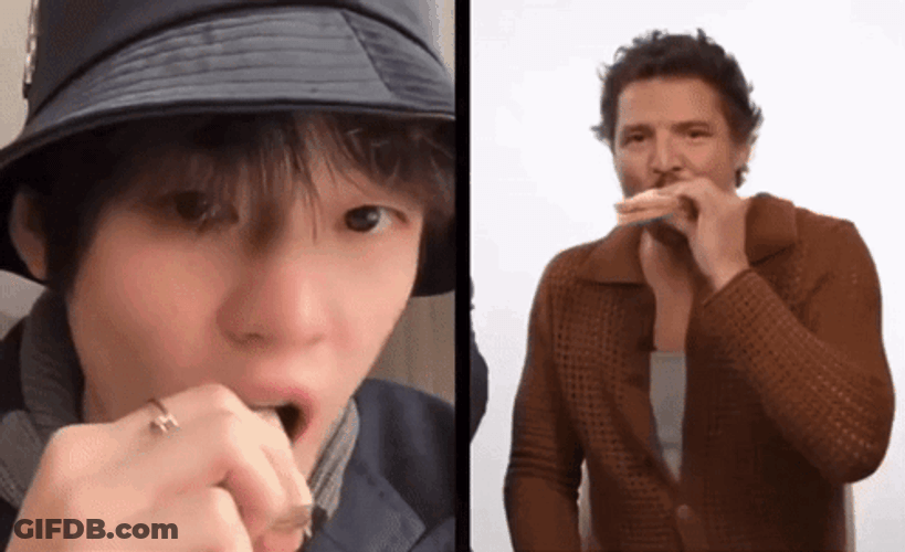 Pedro Pascal Eating Sandwich With A Man GIF