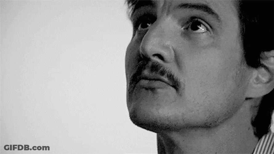 Pedro Pascal Looking Up GIF