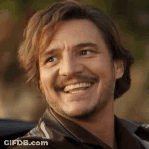 Pedro Pascal Nicolas Cage Big Smile While Driving GIF