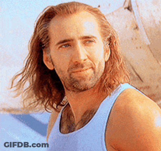 Pedro Pascal Nicolas Cage Long Curly Hair GIF