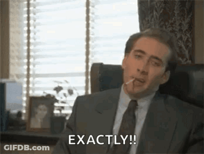 Pedro Pascal Nicolas Cage Sitting In Office Chair Exactly GIF