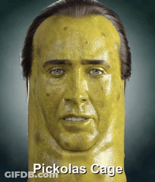 Pedro Pascal Nicolas Cage Turned Into Pickle GIF