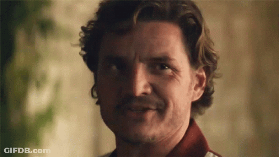 Pedro Pascal Nicolas Cage Wicked Grin GIF
