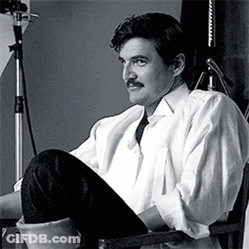 Pedro Pascal Raise Eyebrows Black White Photoshoot GIF