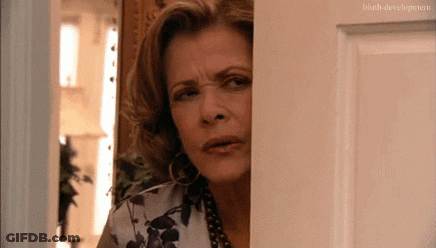 Peeking Lucille Bluth Closing Door GIF
