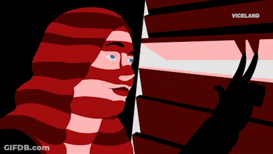 Peeping Tom Cartoon Lady Behind Blinds GIF
