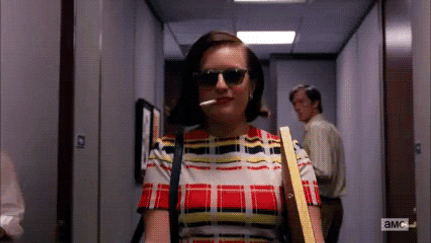 Peggy Olson Walking With Sunglasses GIF